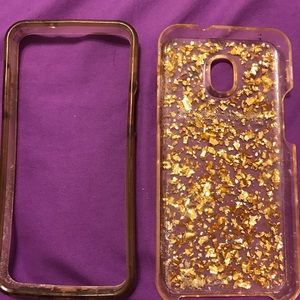 Samsung galaxy j3 achieve gold flake phone case